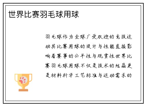 世界比赛羽毛球用球